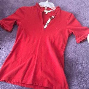 Burberry red polo